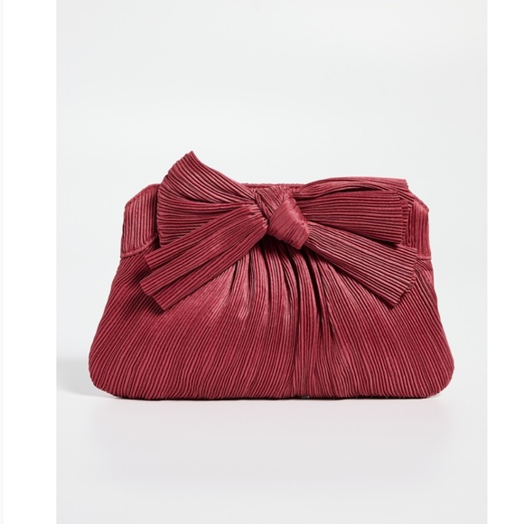 Loeffler Randall Pleated Bow Clutch with Chain in Pink - Picture 1 of 7